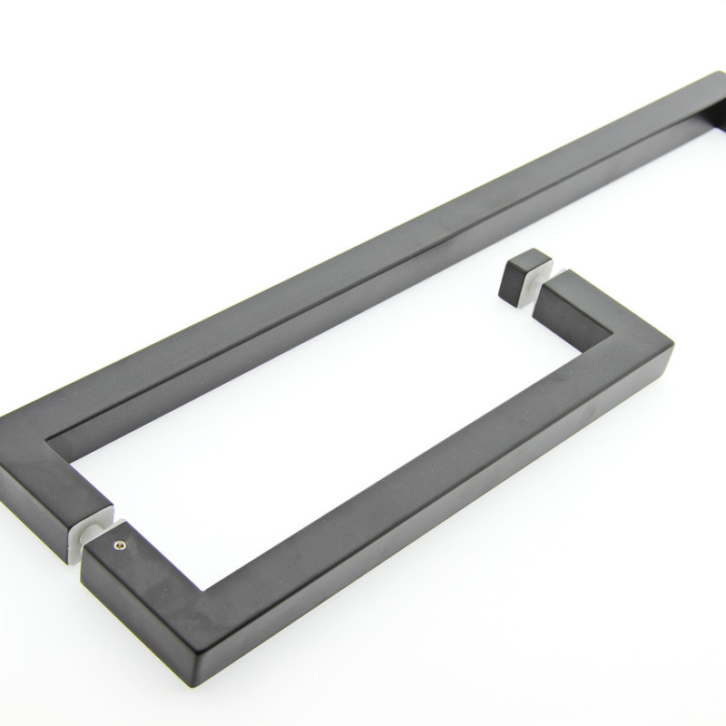 Ручка для скляних дверей, три отвори в склі (Н 54 БЛ) Чорного кольору