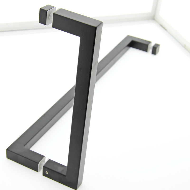 Ручка для скляних дверей, три отвори в склі (Н 54 БЛ) Чорного кольору