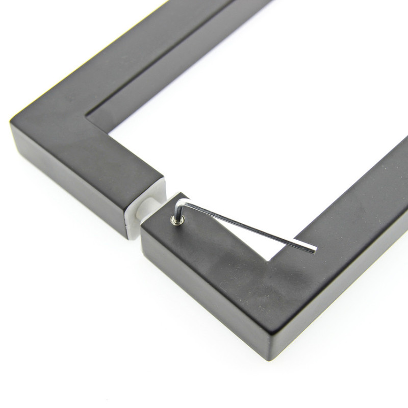 Ручка для скляних дверей, три отвори в склі (Н 54 БЛ) Чорного кольору