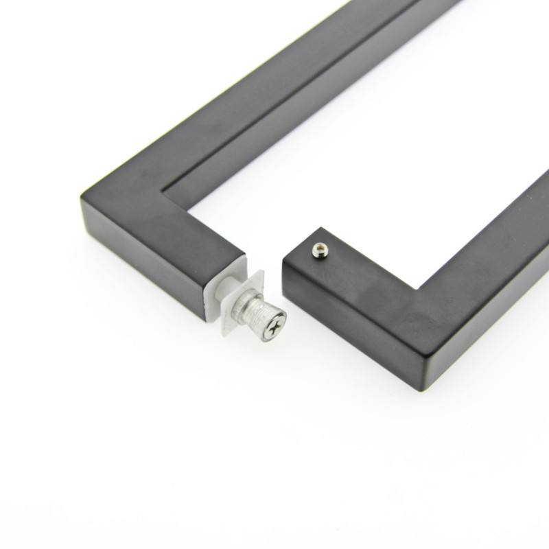 Ручка для скляних дверей, три отвори в склі (Н 54 БЛ) Чорного кольору