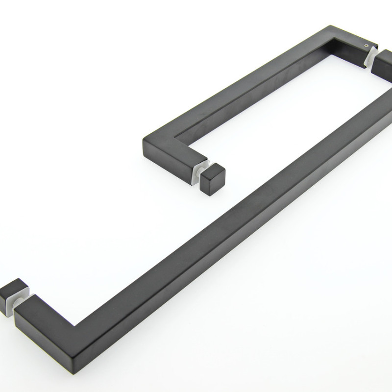 Ручка для скляних дверей, три отвори в склі (Н 54 БЛ) Чорного кольору