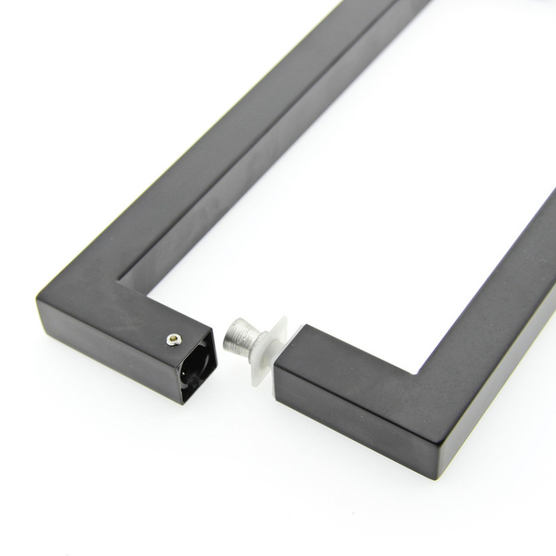 Ручка для скляних дверей, три отвори в склі (Н 54 БЛ) Чорного кольору