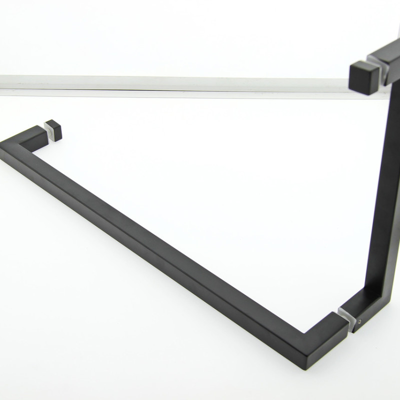 Ручка для скляних дверей, три отвори в склі (Н 54 БЛ) Чорного кольору