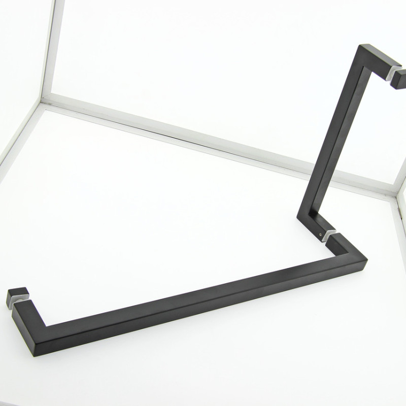 Ручка для скляних дверей, три отвори в склі (Н 54 БЛ) Чорного кольору