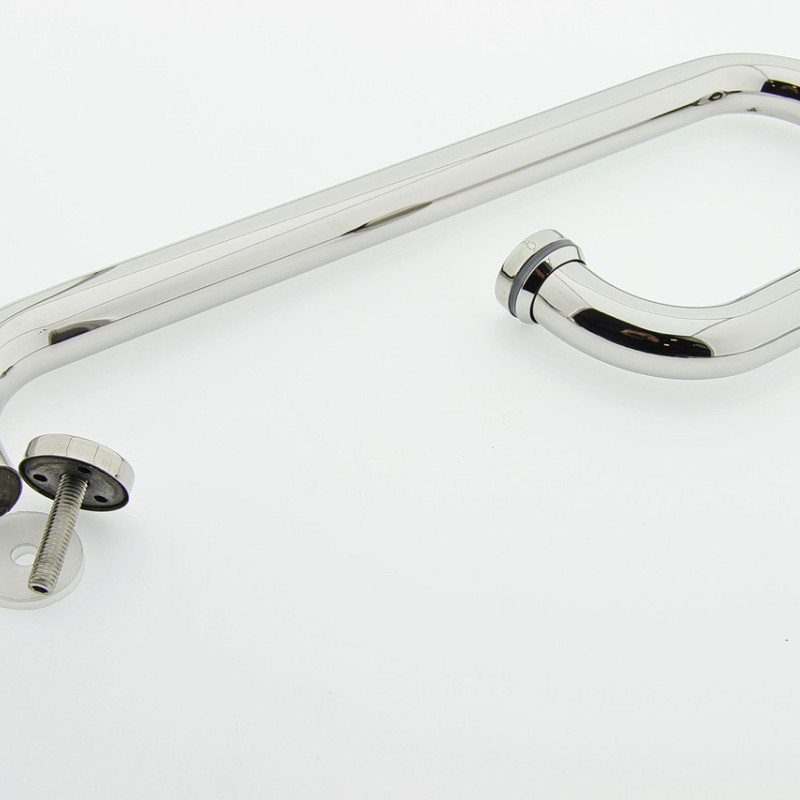 Ручка для скляних дверей на три отвори в склі ( НЛ 003 ) Метал 380х175 Ø25 мм