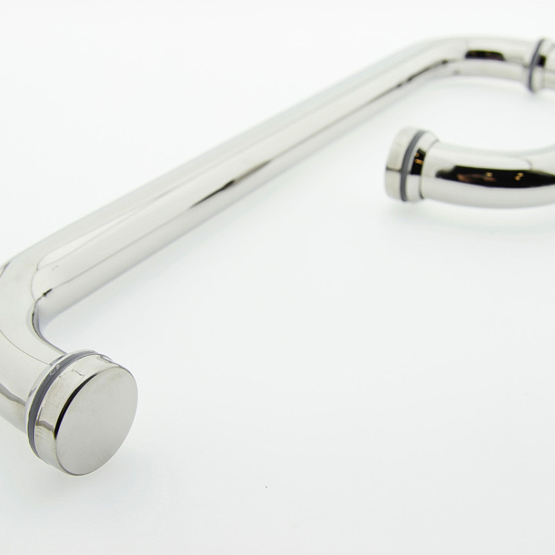 Ручка для скляних дверей на три отвори в склі ( НЛ 003 ) Метал 380х175 Ø25 мм