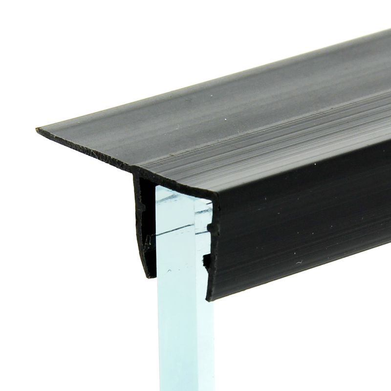 Ущільнювач для душової кабіни, чорний, бічний (F) довжина 2 м. Вія 15 мм.