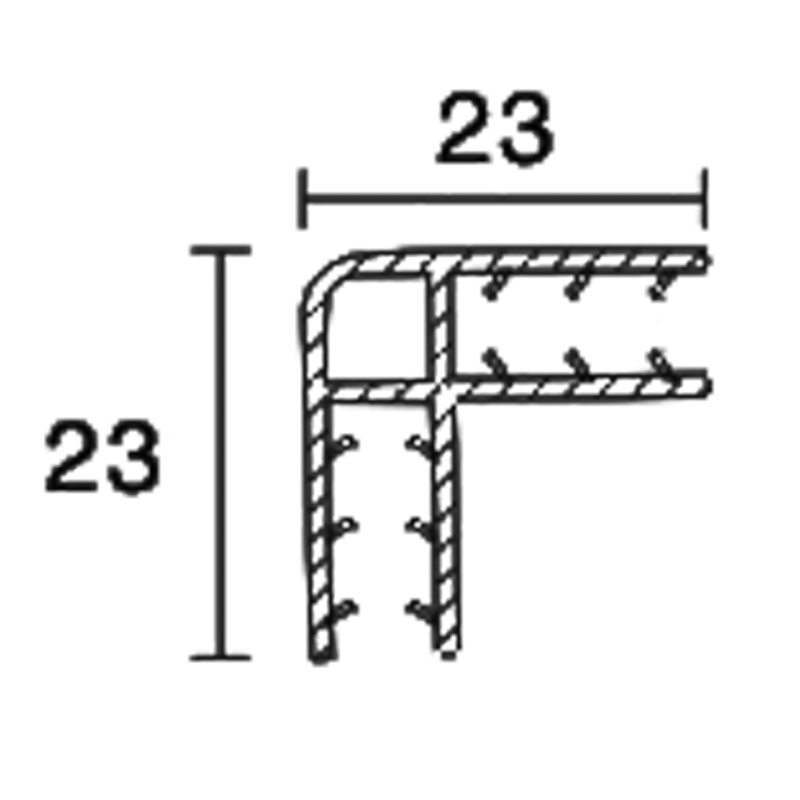 Кут жорсткий для з'єднання скла під кутом 90° ( ФС23 )