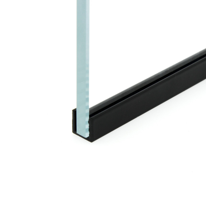 Профіль з анодованого алюмінію чорного кольору для кріплення скла товщиною 8 мм