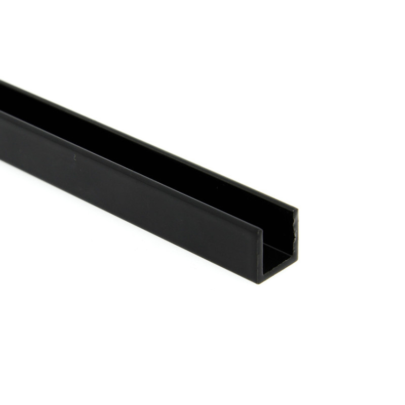 Профіль з анодованого алюмінію чорного кольору для кріплення скла товщиною 8 мм
