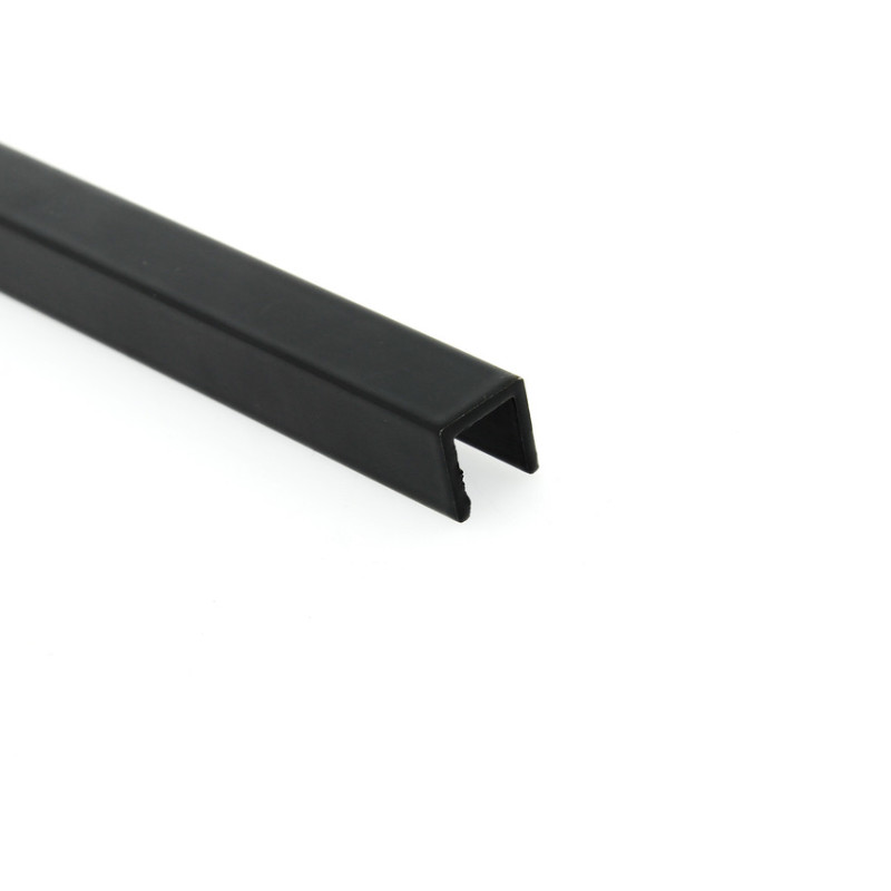 Профіль з анодованого алюмінію чорного кольору для кріплення скла товщиною 8 мм