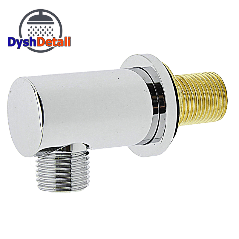 Куточок декоративний, латунний, хромований (УД 01Л) із зовнішнім різьбленням.