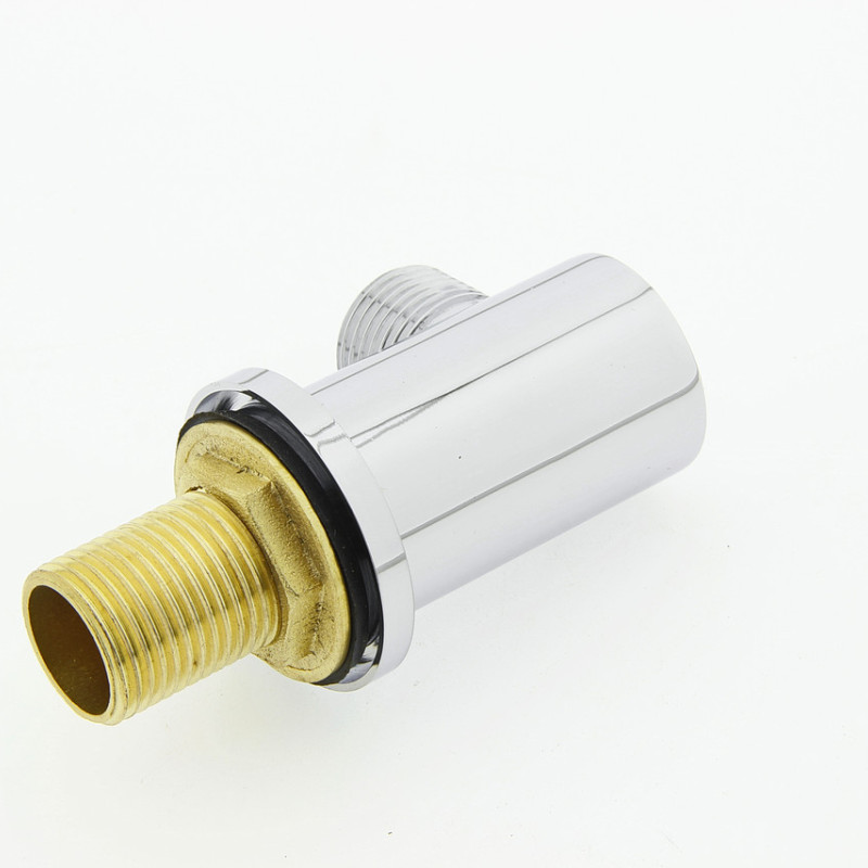 Куточок декоративний, латунний, хромований (УД 01Л) із зовнішнім різьбленням.