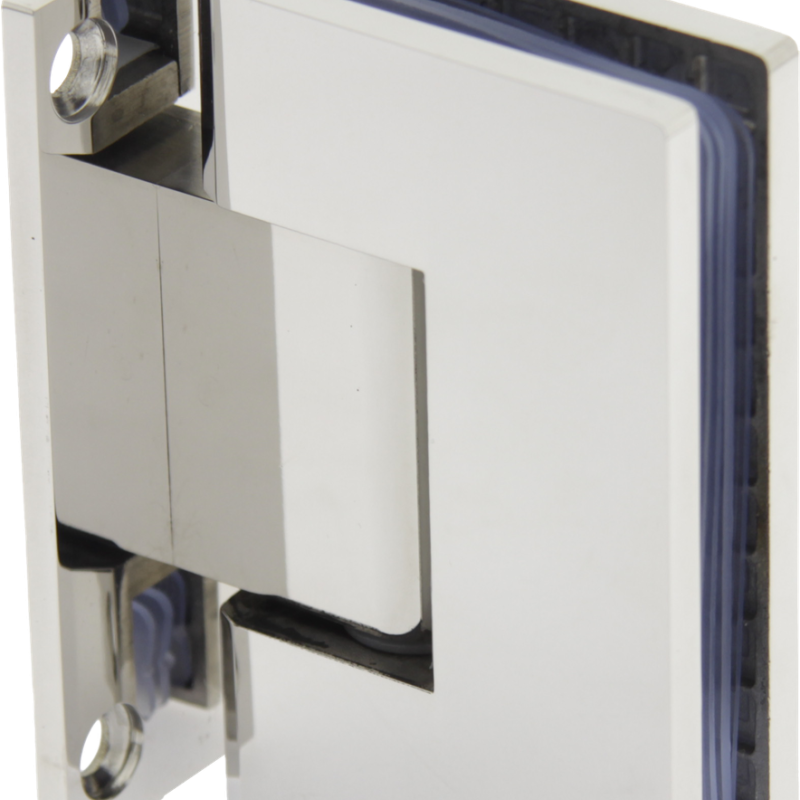 Петля для скляних дверей ( стіна-скло ) 90 градусів ( КП 101 ) Чорна Полірована нержавіюча сталь ( Хром )