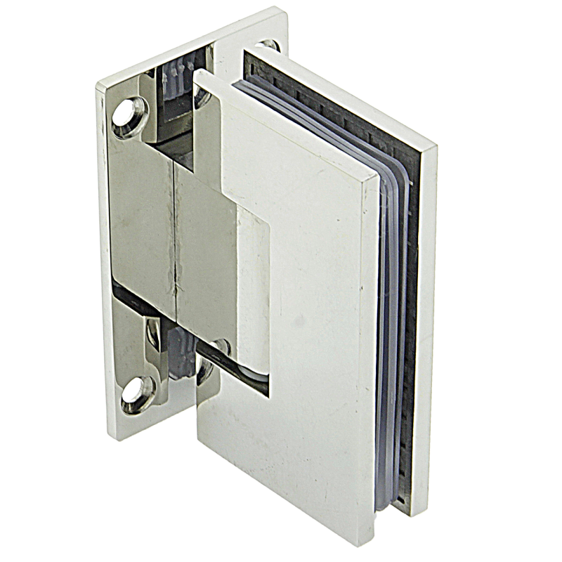 Петля для скляних дверей ( стіна-скло ) 90 градусів ( КП 101 ) Чорна Полірована нержавіюча сталь ( Хром )