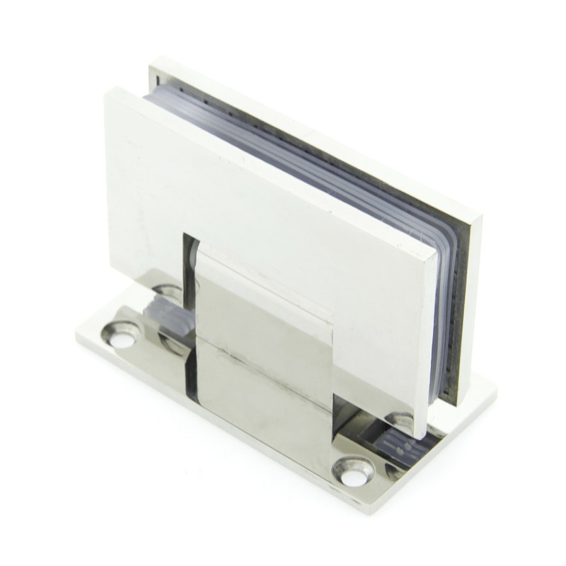 Петля для скляних дверей ( стіна-скло ) 90 градусів ( КП 101 ) Чорна Полірована нержавіюча сталь ( Хром )