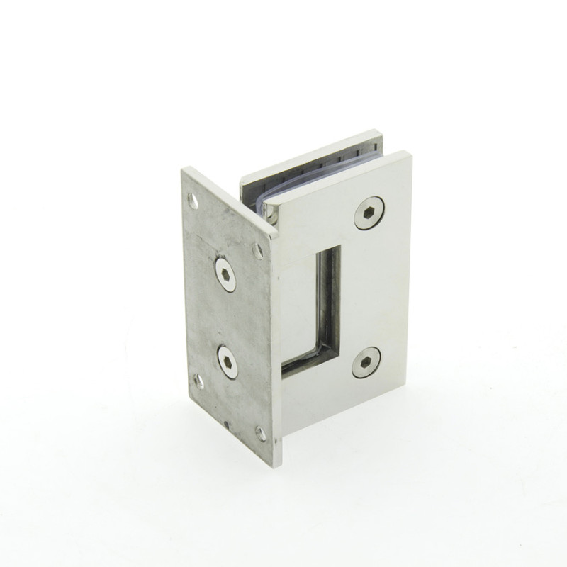 Петля для скляних дверей ( стіна-скло ) 90 градусів ( КП 101 ) Чорна Полірована нержавіюча сталь ( Хром )