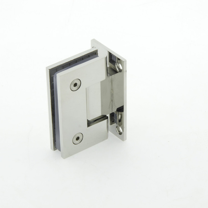 Петля для скляних дверей ( стіна-скло ) 90 градусів ( КП 101 ) Чорна Полірована нержавіюча сталь ( Хром )