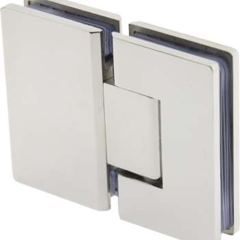 Петля для скляних дверей ( скло-скло ) 180 градусів ( КП 102 ) Чорна Полірована нержавіюча сталь ( Хром )