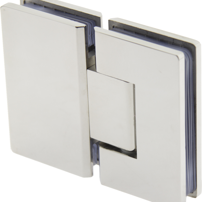 Петля для скляних дверей ( скло-скло ) 180 градусів ( КП 102 ) Чорна Полірована нержавіюча сталь ( Хром )