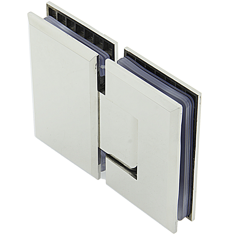 Петля для скляних дверей ( скло-скло ) 180 градусів ( КП 102 ) Чорна Полірована нержавіюча сталь ( Хром )