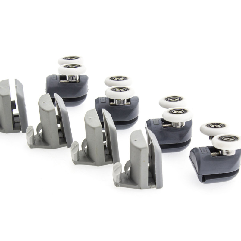 Комплект гачків і Роликиів для душової кабіни ( К01+ В43С ) Верхні подвійні, нижній гачок. 26 мм.