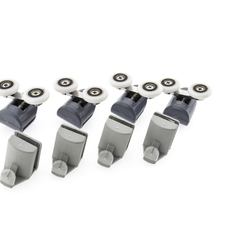 Комплект гачків і Роликиів для душової кабіни ( К01+ В43С ) Верхні подвійні, нижній гачок. 26 мм.