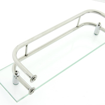 Полиця на 4 е отвори 300Х45 мм ( Одне скло з хромованими релінгами) ПС614