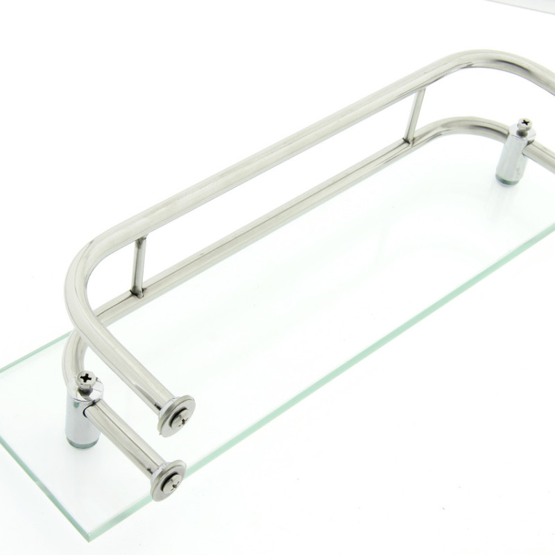 Полиця на 4 е отвори 300Х45 мм ( Одне скло з хромованими релінгами) ПС614