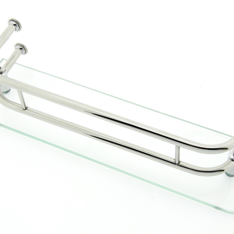 Полиця на 4 е отвори 300Х45 мм ( Одне скло з хромованими релінгами) ПС614