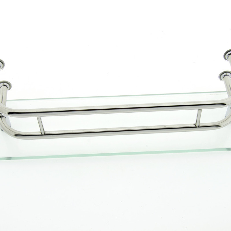 Полиця на 4 е отвори 300Х45 мм ( Одне скло з хромованими релінгами) ПС614