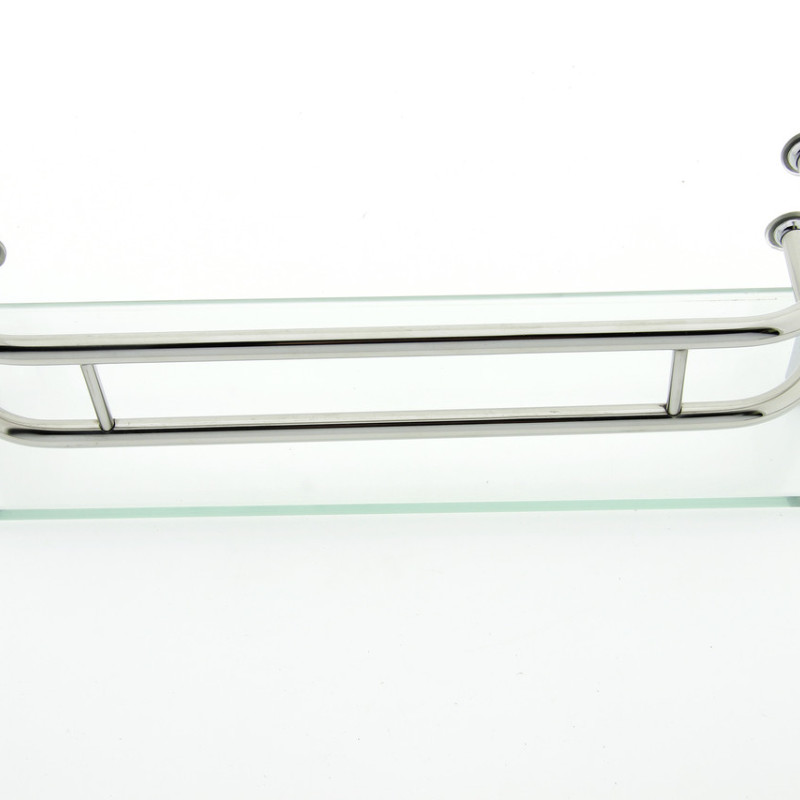 Полиця на 4 е отвори 300Х45 мм ( Одне скло з хромованими релінгами) ПС614