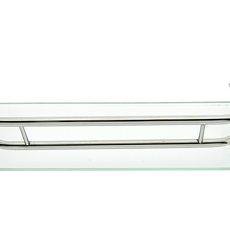 Полиця на 4 е отвори 300Х45 мм ( Одне скло з хромованими релінгами) ПС614