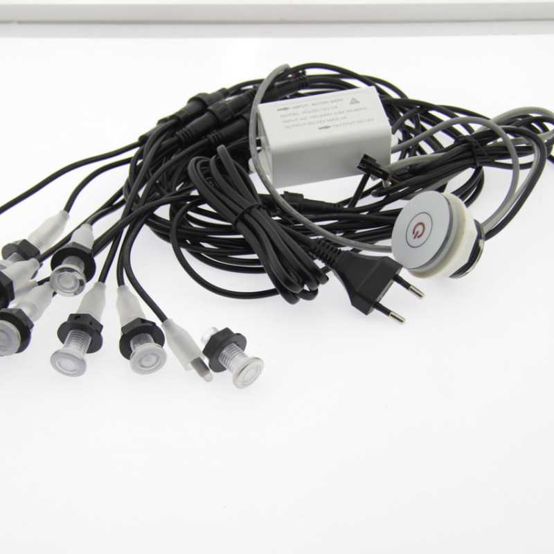 Комплект з 10 ламп для підсвічування води, водонепроникні з блоком живлення та кнопкою ( Хромотерапія)