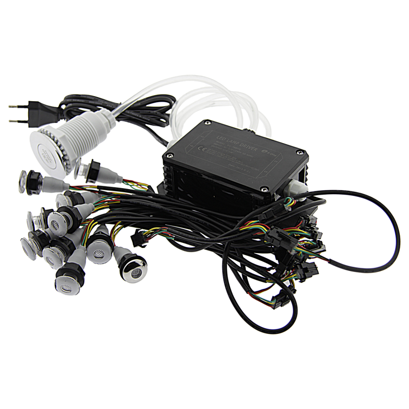 Комплект з 10 ламп для підсвічування води, водонепроникні з блоком живлення та кнопкою ( Хромотерапія)