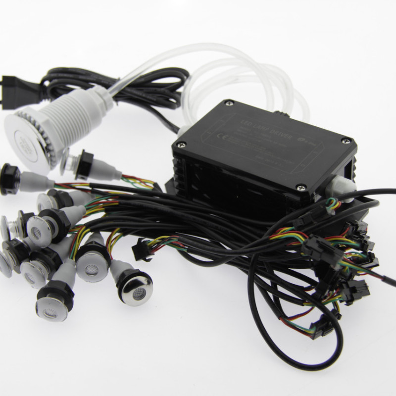 Комплект з 10 ламп для підсвічування води, водонепроникні з блоком живлення та кнопкою ( Хромотерапія)