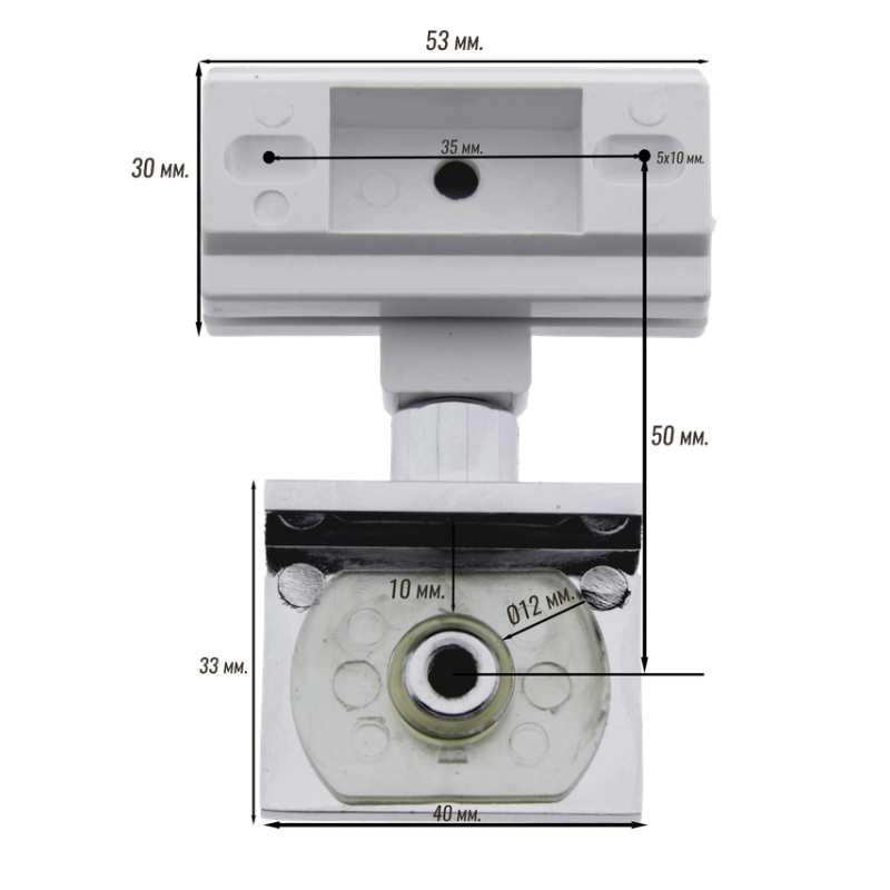 Петля для душової кабіни з кріпленням у профілі, верхня та нижня. ( ЗЗ 04 )