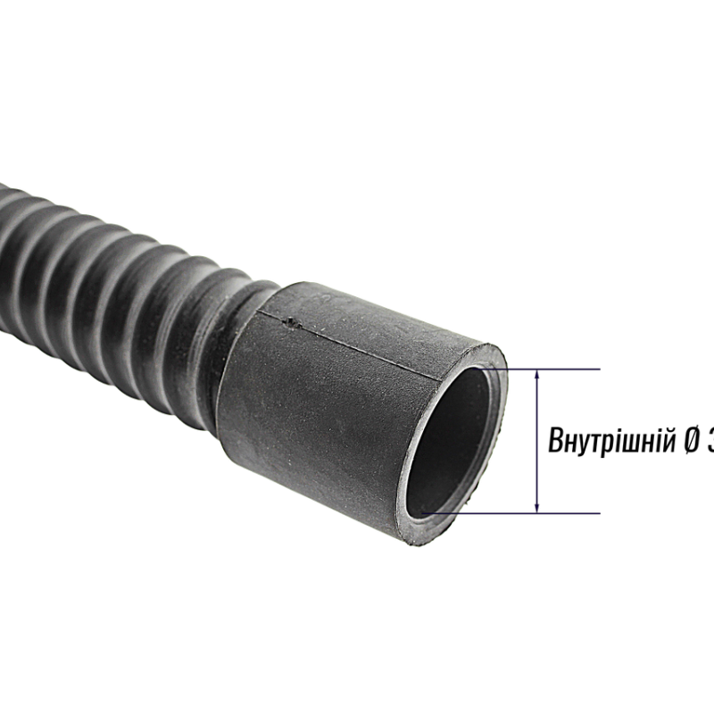 Шланг армований, м'який, чорний із гумовими наконечниками для аеромасажного компресора. 90 см.