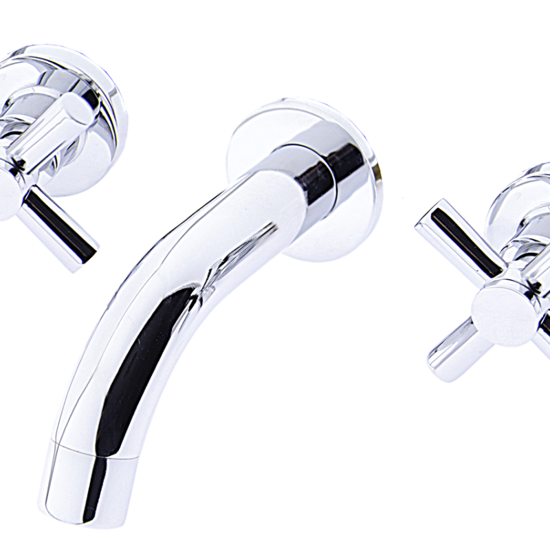 Змішувач вбудований у вертикальну поверхню.