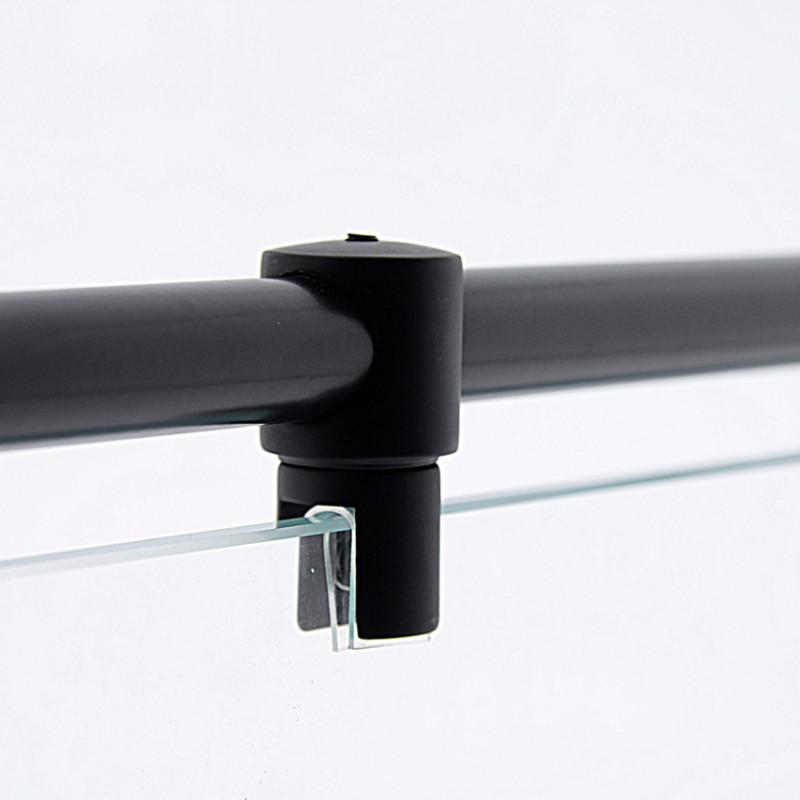 Конектор до труби 19 мм труба-Скло прохідний чорний мат (КН08 БЛ)