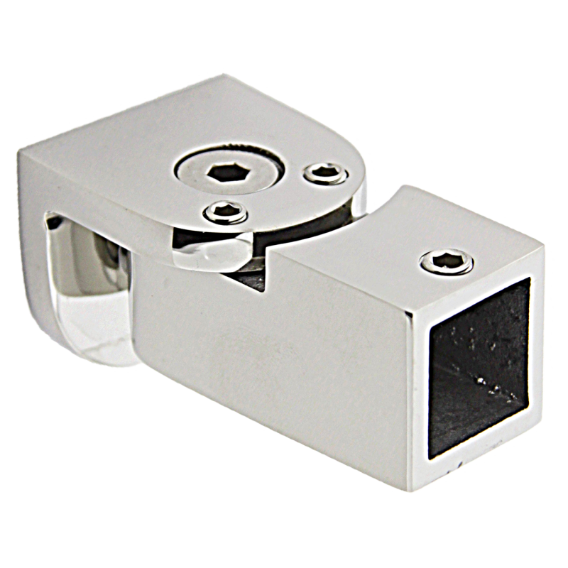 Кріплення скла до труби 15х15 мм полірована неіржавка сталь (КН50 ПСС)